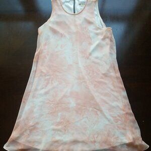 Calvin Klein Womens 6 Chiffon Floral Print Shift Dress Peach‎ Above the Knee